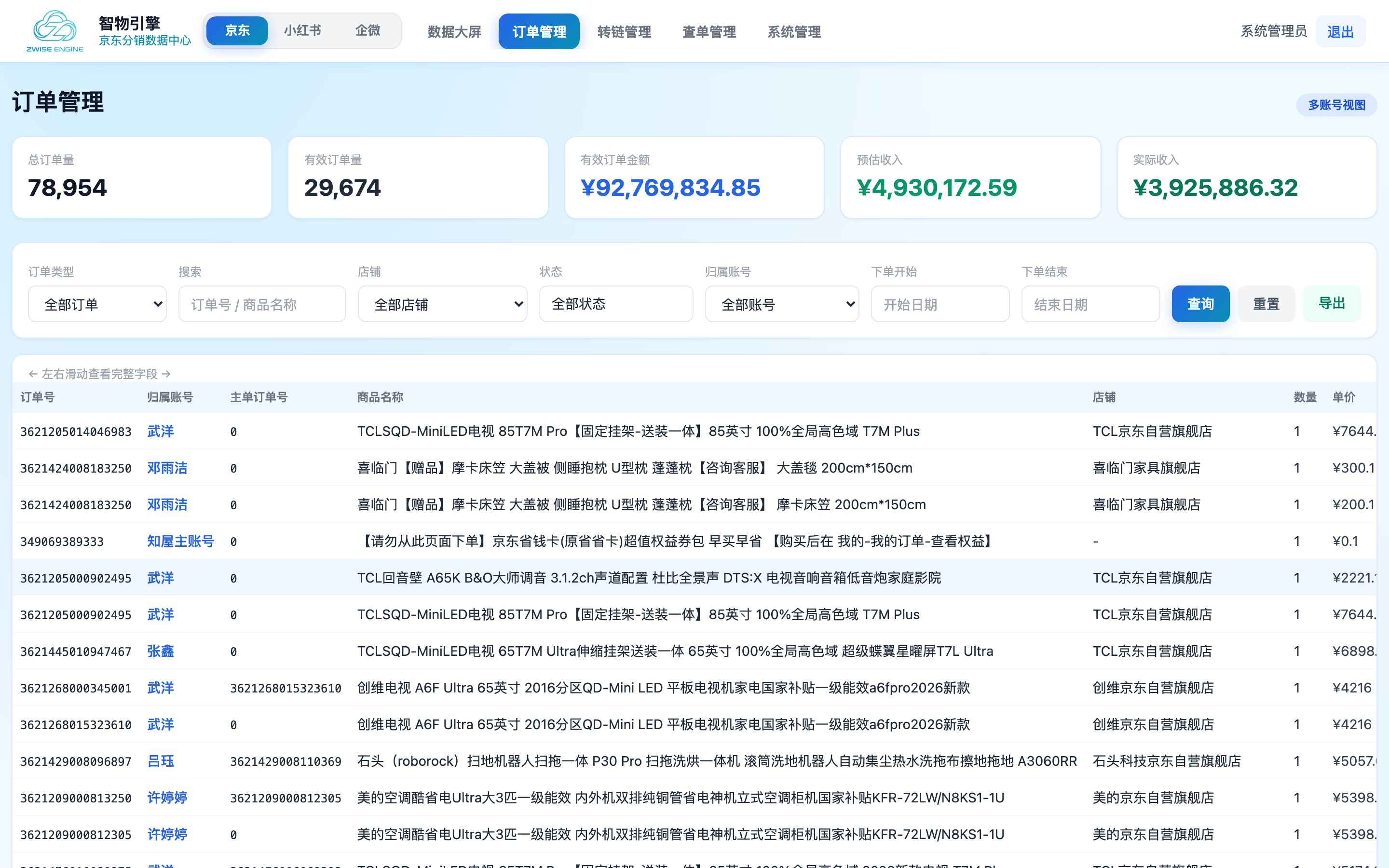 订单管理示意